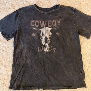 HRT & LUV Mineral Washed "Cowboy Take Me Away" Women's Large Western Cowgirl K